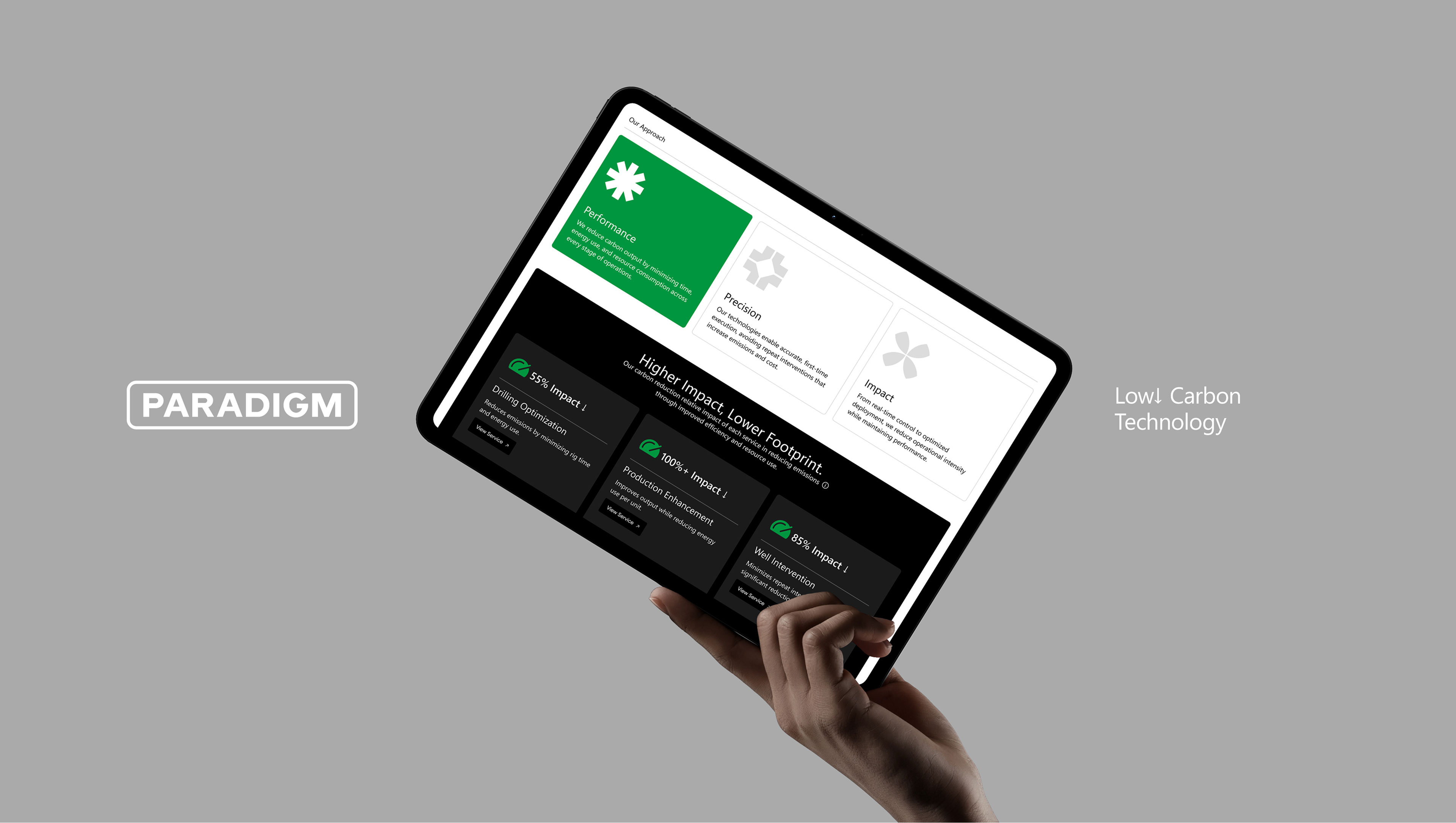 Paradigm website screens